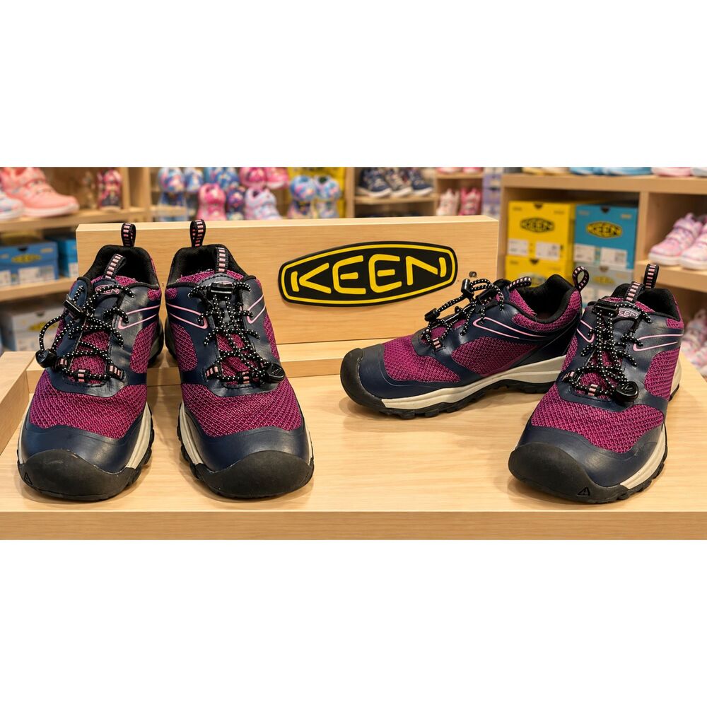 KEEN Kids Wanduro Waterproof Purple And Navy Hiker Shoes Size 1
